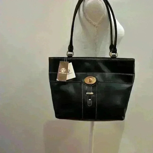 Giana Bernini Black Turnlock Glaze Handbag/Purse/Satchel/Shoulder Bag NWT! - Picture 2 of 9